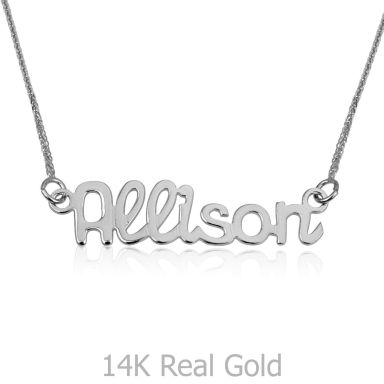 14K White Gold Name Necklace "Margaret" English