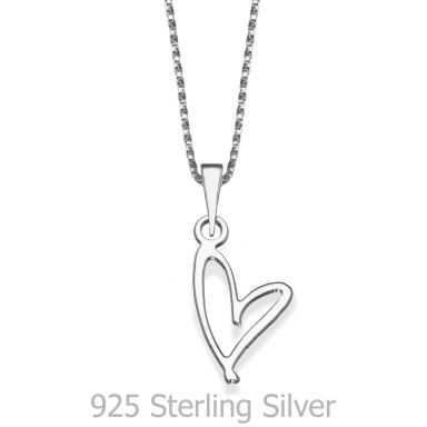 Pendant and Necklace in 925 Sterling Silver - Free Heart