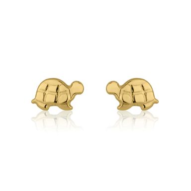 14K Yellow Gold Kid's Stud Earrings - Torti Tortoise