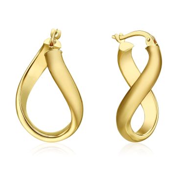 14K Yellow Gold Women's Hoop Earrings - Curved Hoop