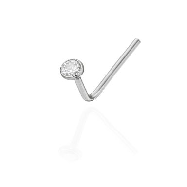 Curved Nose Stud Piercing in 14K White Gold with Cubic Zirconia