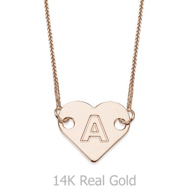Heart-Shaped Initial Necklace in Rose Gold