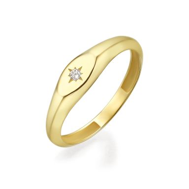 14K Yellow Gold Ring - Shimmering Oval Seal