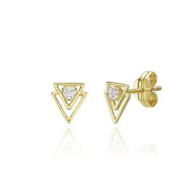 14K Yellow Gold  Stud Earrings - Pyramids