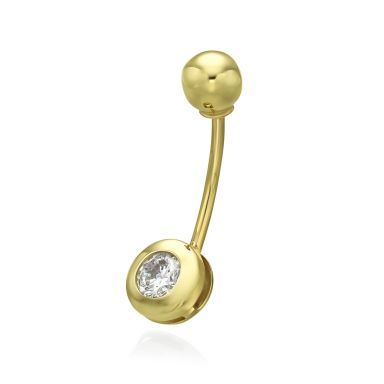 Belly Piercing in 14K Yellow Gold with Cubic Zirconia