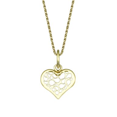Pendant and Necklace in Yellow Gold - Abstract Heart