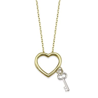 14K Yellow Gold Women's Pendant - Heart key