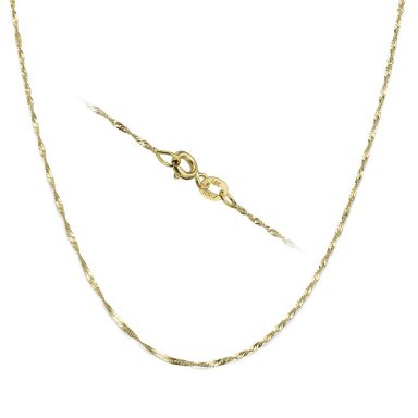 14K Yellow Gold Singapore Chain Necklace 1.6mm Thick, 17.7" Length