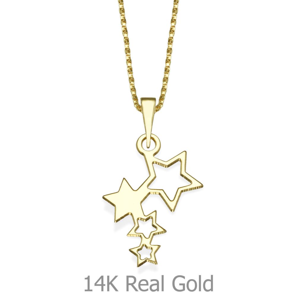Girl's Jewelry | Pendant and Necklace in 14K Yellow Gold - Starry Night