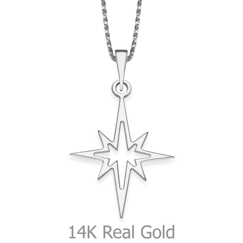 Girl's Jewelry | Pendant and Necklace in 14K White Gold - Silver Star