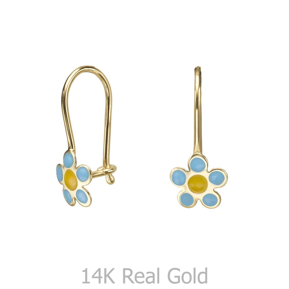 Gold Earrings | Dangle Earrings in14K Yellow Gold - Saia Flower