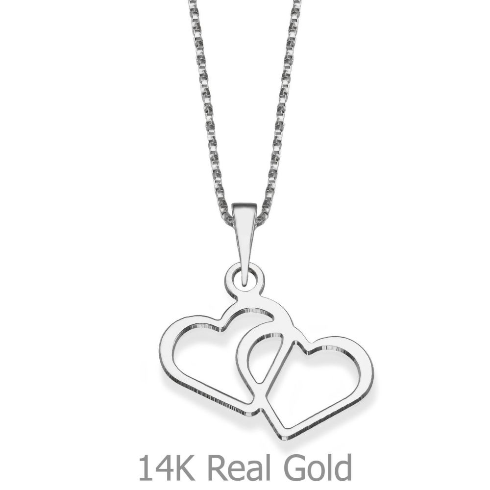 Girl's Jewelry | Pendant and Necklace in 14K White Gold - Heart of Enduring Love