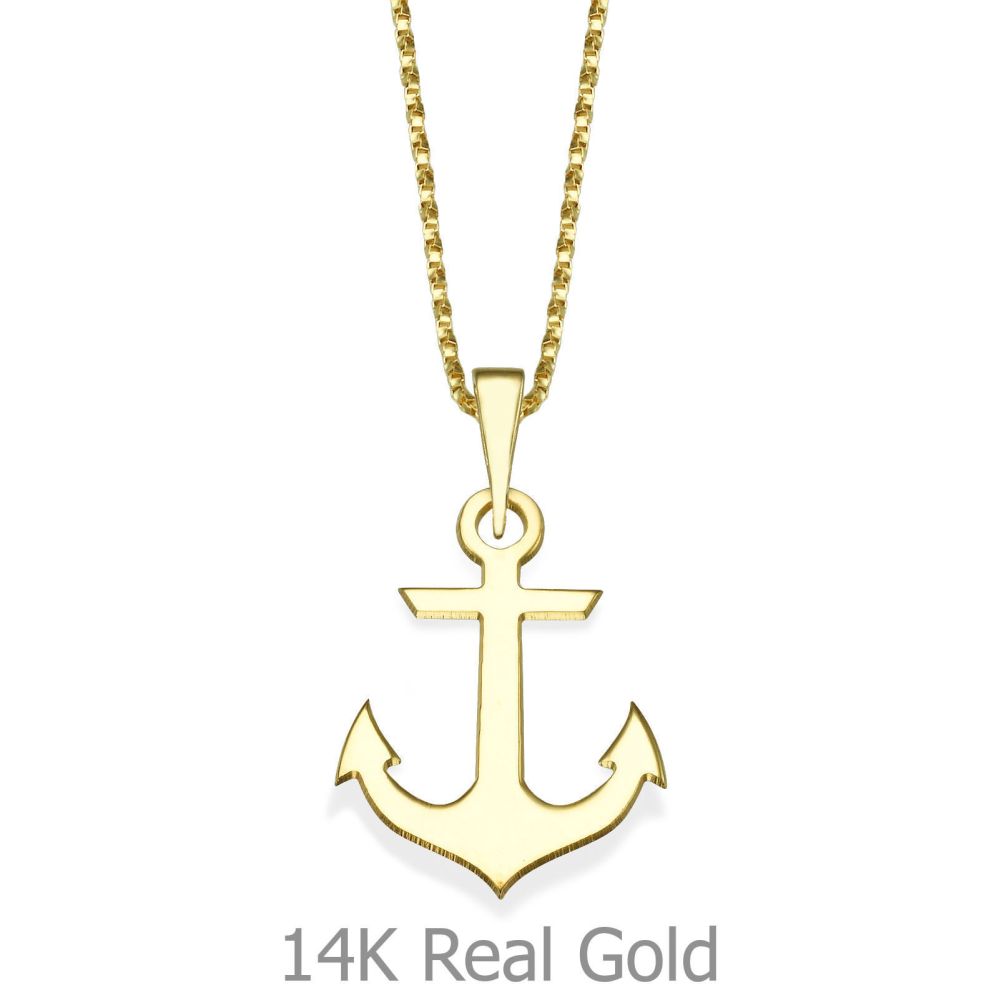 Girl's Jewelry | Pendant and Necklace in 14K Yellow Gold - Golden Anchor