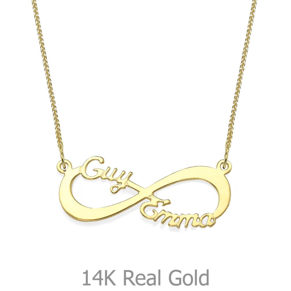 Personalized Necklaces | 14K Yellow Gold MOM Necklace - Infinity Love Necklace