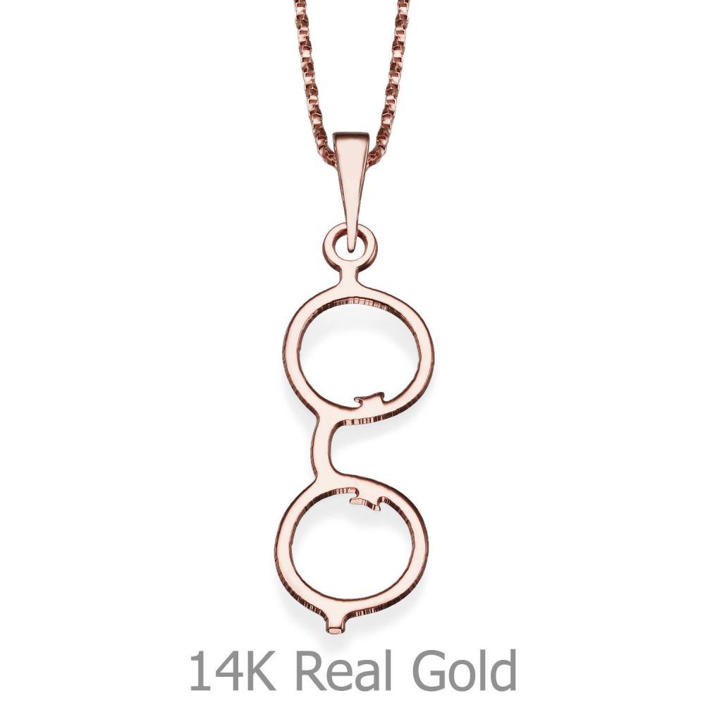 Girl's Jewelry | Pendant and Necklace in 14K Rose Gold - Golden Glasses