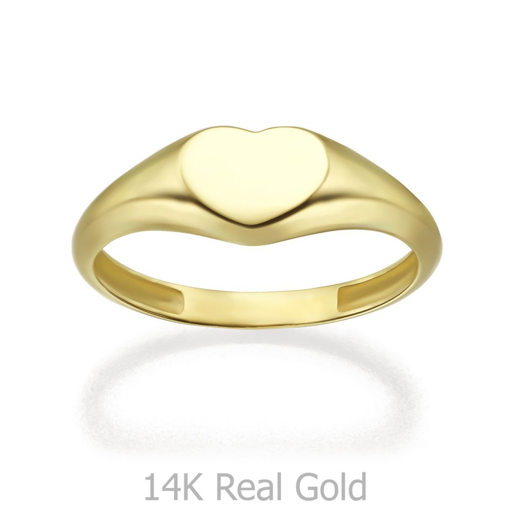 Women’s Gold Jewelry | 14K Yellow Gold Ring - Heart Seal