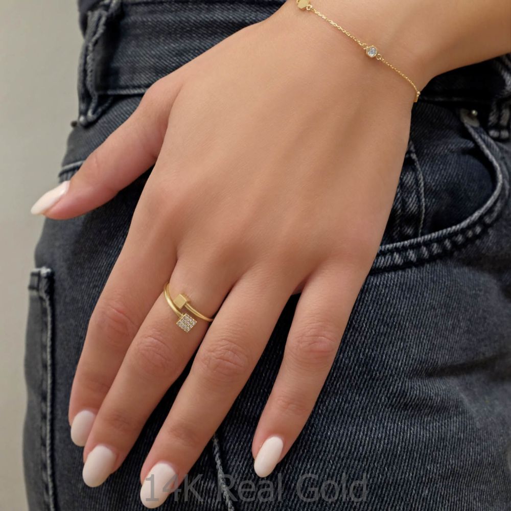 Women’s Gold Jewelry | 14K Yellow Gold Rings - Shimmering cubes