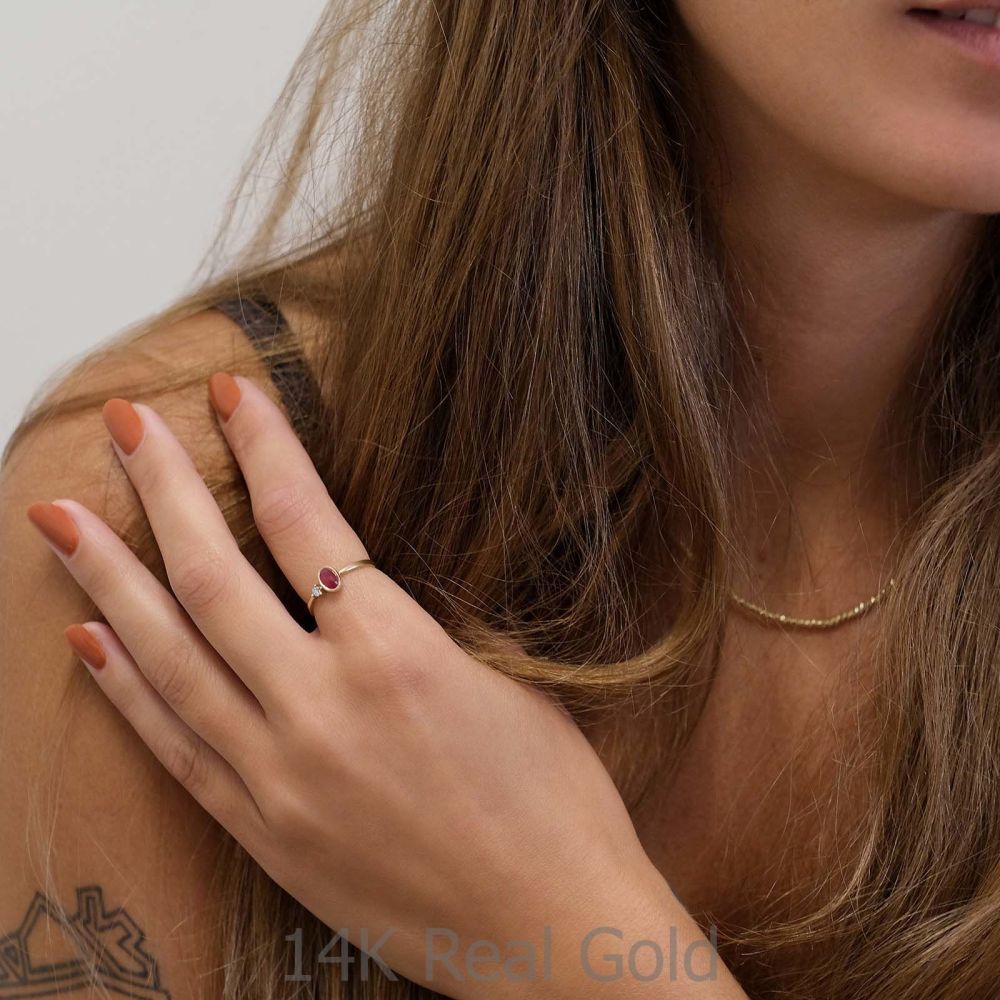 Women’s Gold Jewelry | 14K Yellow Gold Ruby and Diamond ring - Jamie
