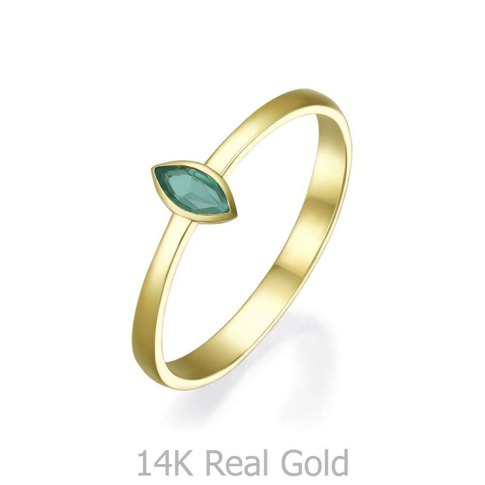 Diamond Jewelry | 14K Yellow Gold Emerald  ring - Valencia