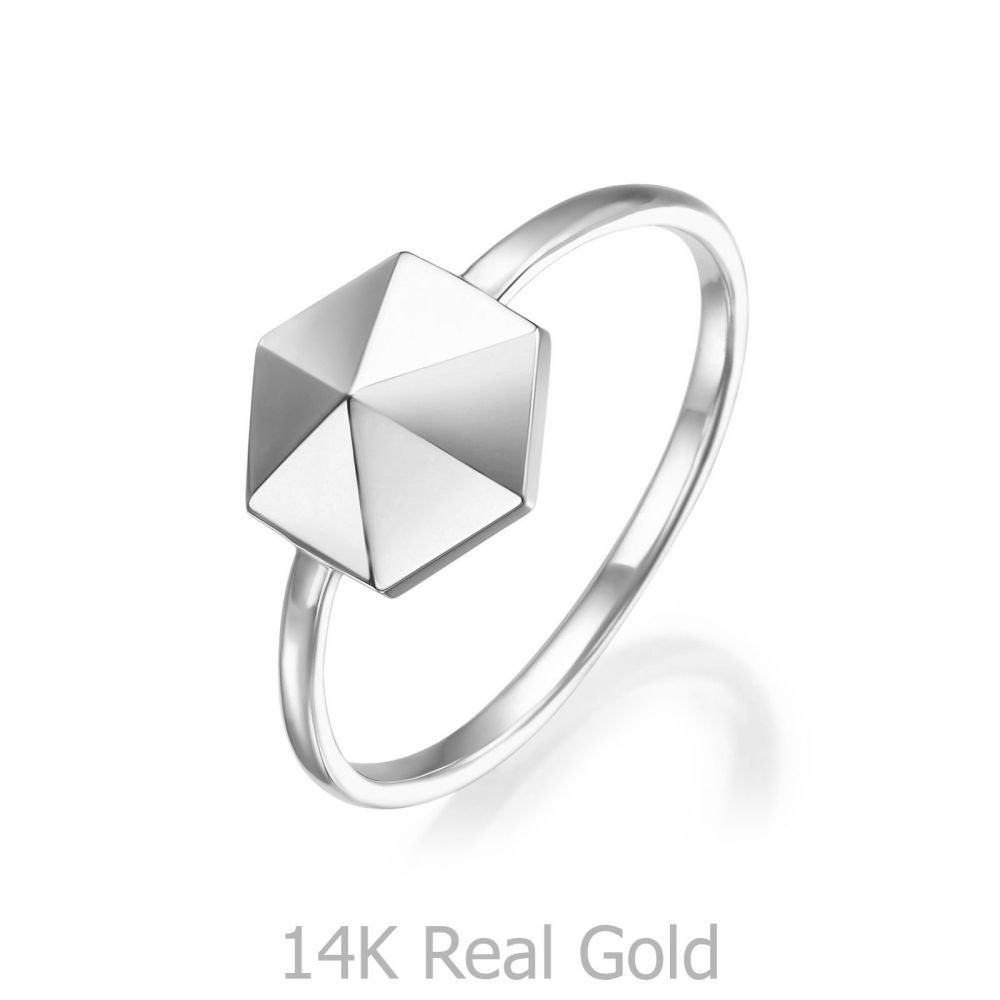 Women’s Gold Jewelry | 14K White Gold Ring - Pyramid