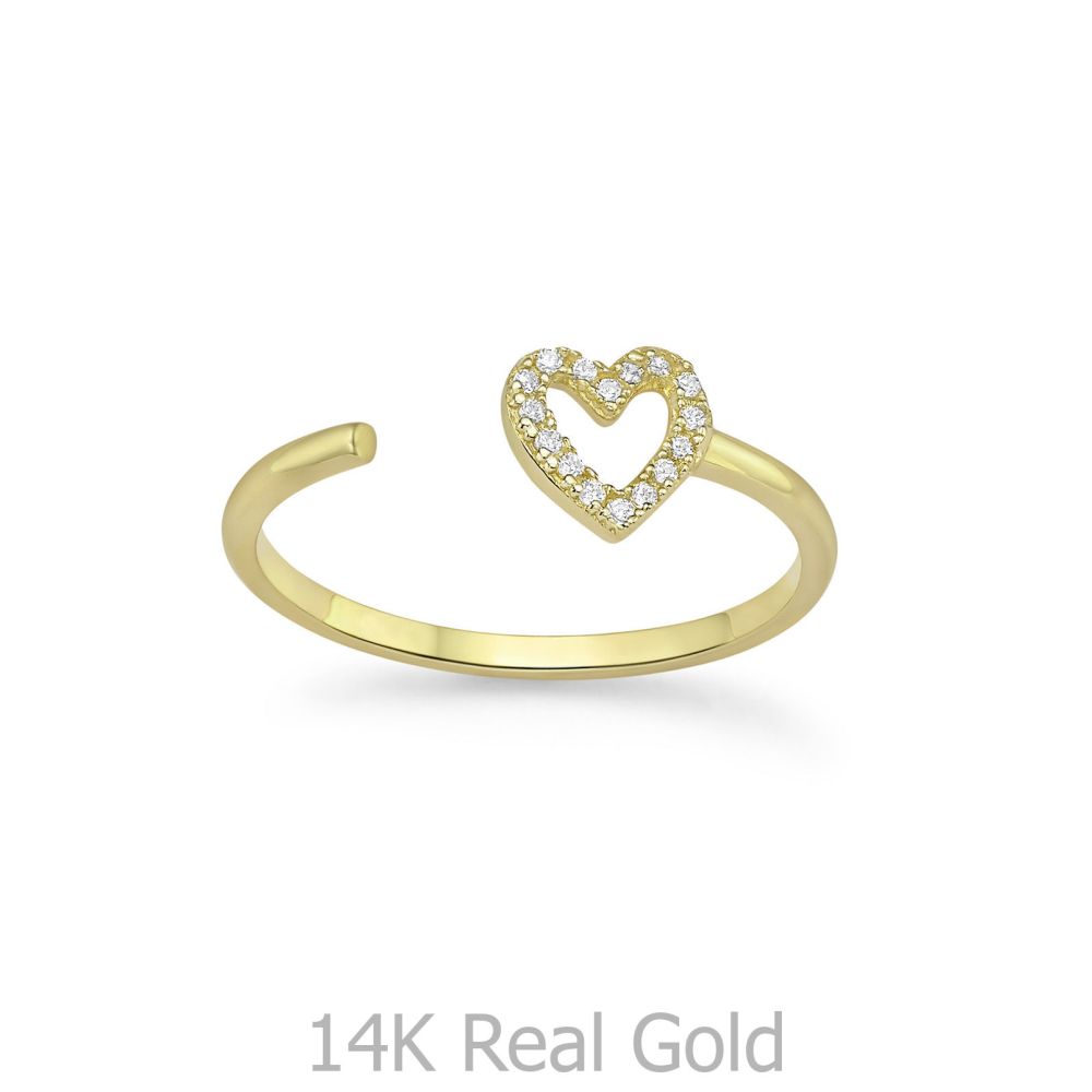 gold rings | 14K Yellow Gold Rings - Mystical Heart