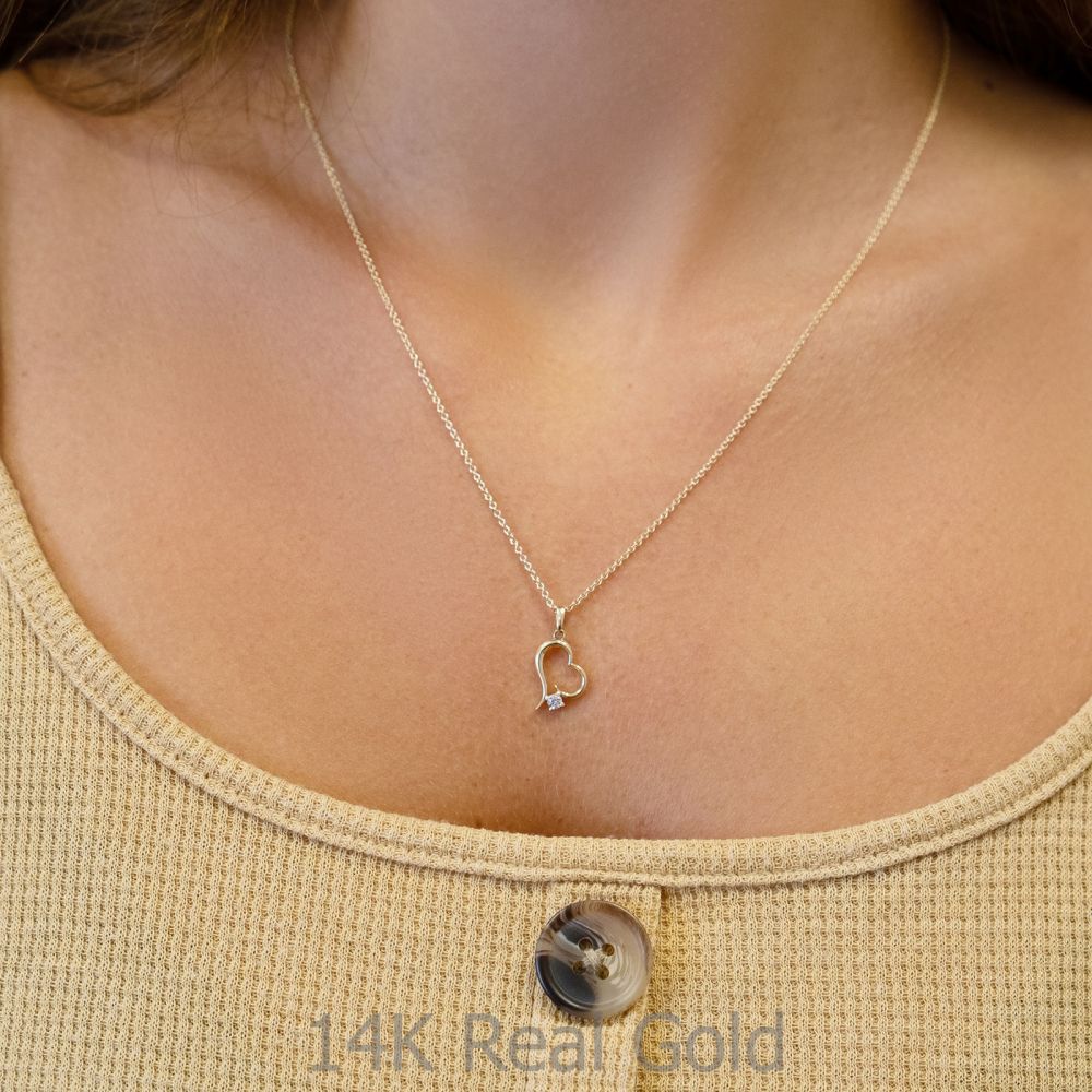 Women’s Gold Jewelry | 14K Yellow Gold Diamond Women's Pendant - Heart of Atlantis