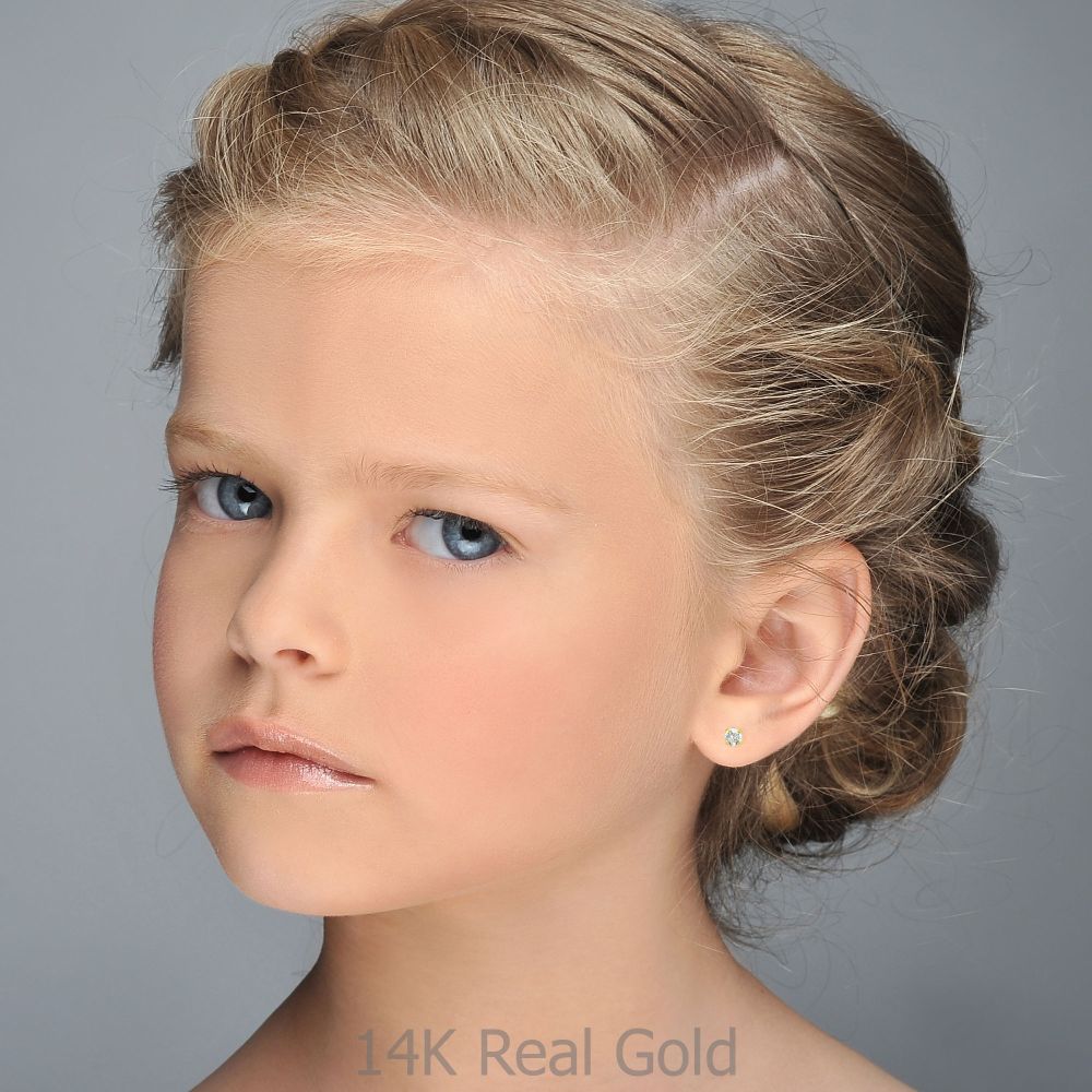 Girl's Jewelry | 14K Yellow Gold Kid's Stud Earrings - Moulan