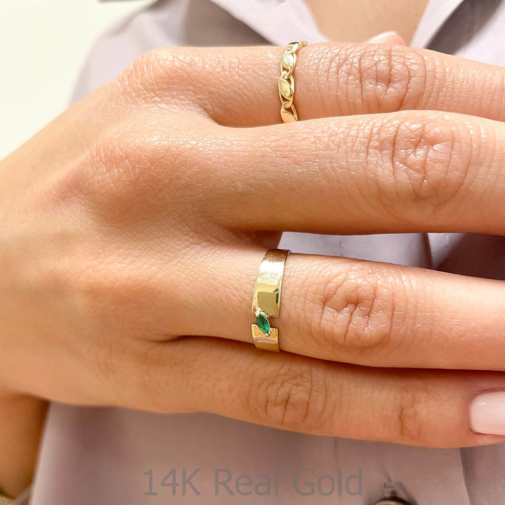 gold rings | 14K Yellow Gold Rings - Leaf