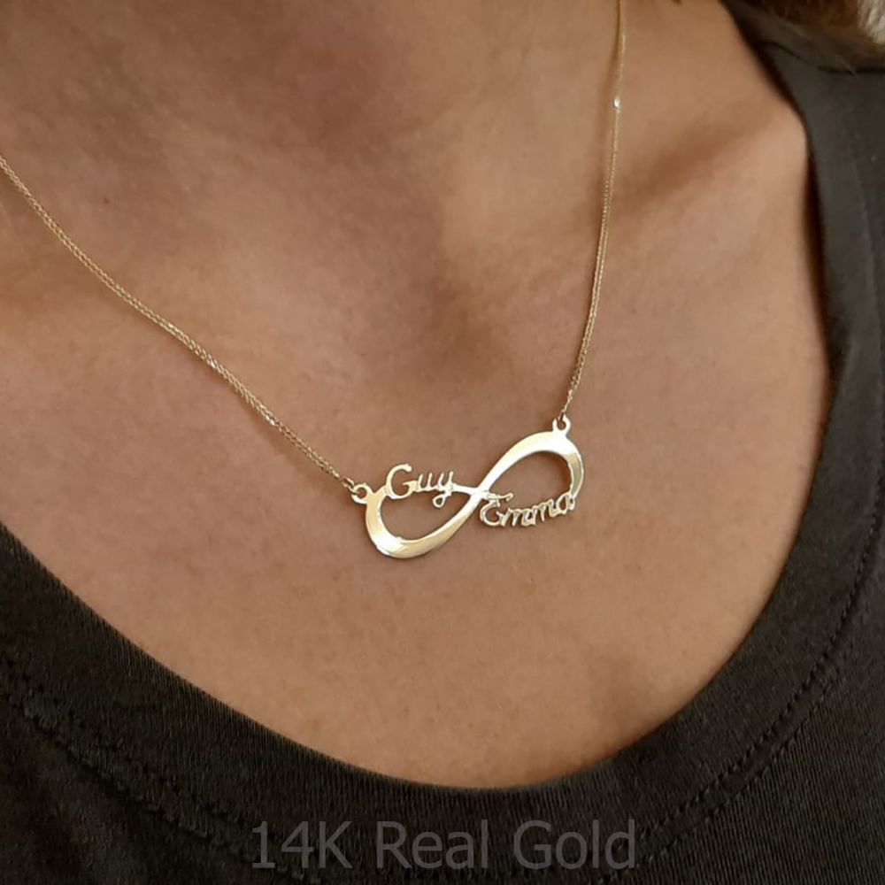 Personalized Necklaces | 14K Yellow Gold MOM Necklace - Infinity Love Necklace