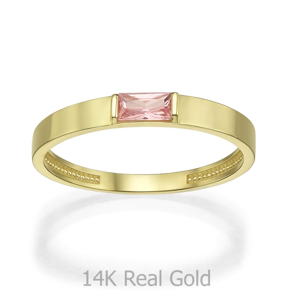 gold rings | 14K Yellow Gold Rings - Pink Noel
