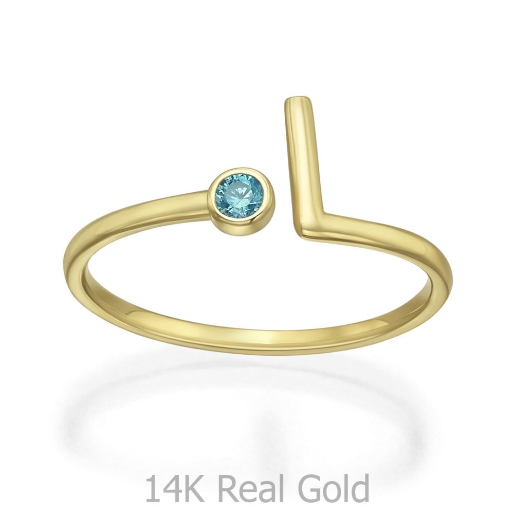 gold rings | 14K Yellow Gold Rings - Blue Sun