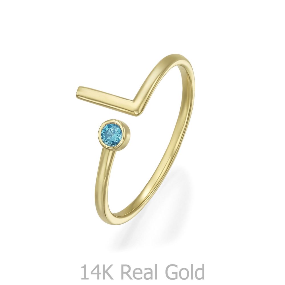 gold rings | 14K Yellow Gold Rings - Blue Sun