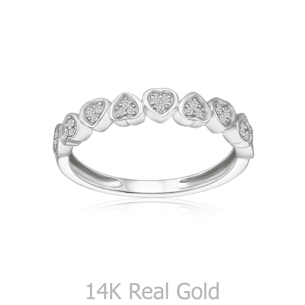 Diamond Jewelry | 14K White Gold Diamond Ring - Nikka Hearts