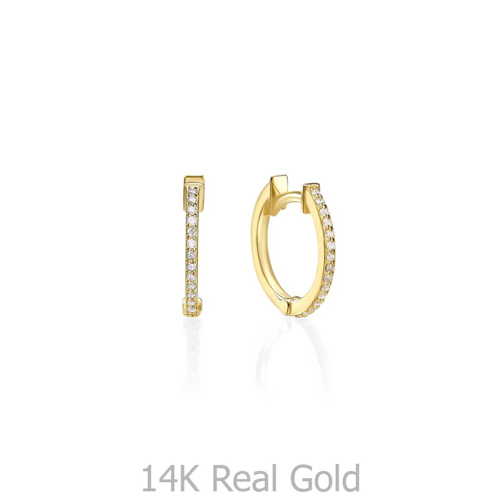 Diamond Jewelry | 14K Yellow Gold Diamond Women's Hoop Earrings - S