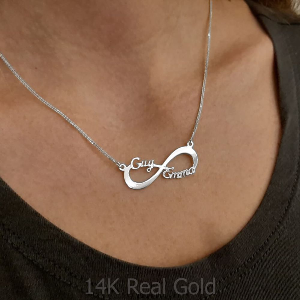 Personalized Necklaces | 14K White Gold MOM Necklace - Infinity Love Necklace