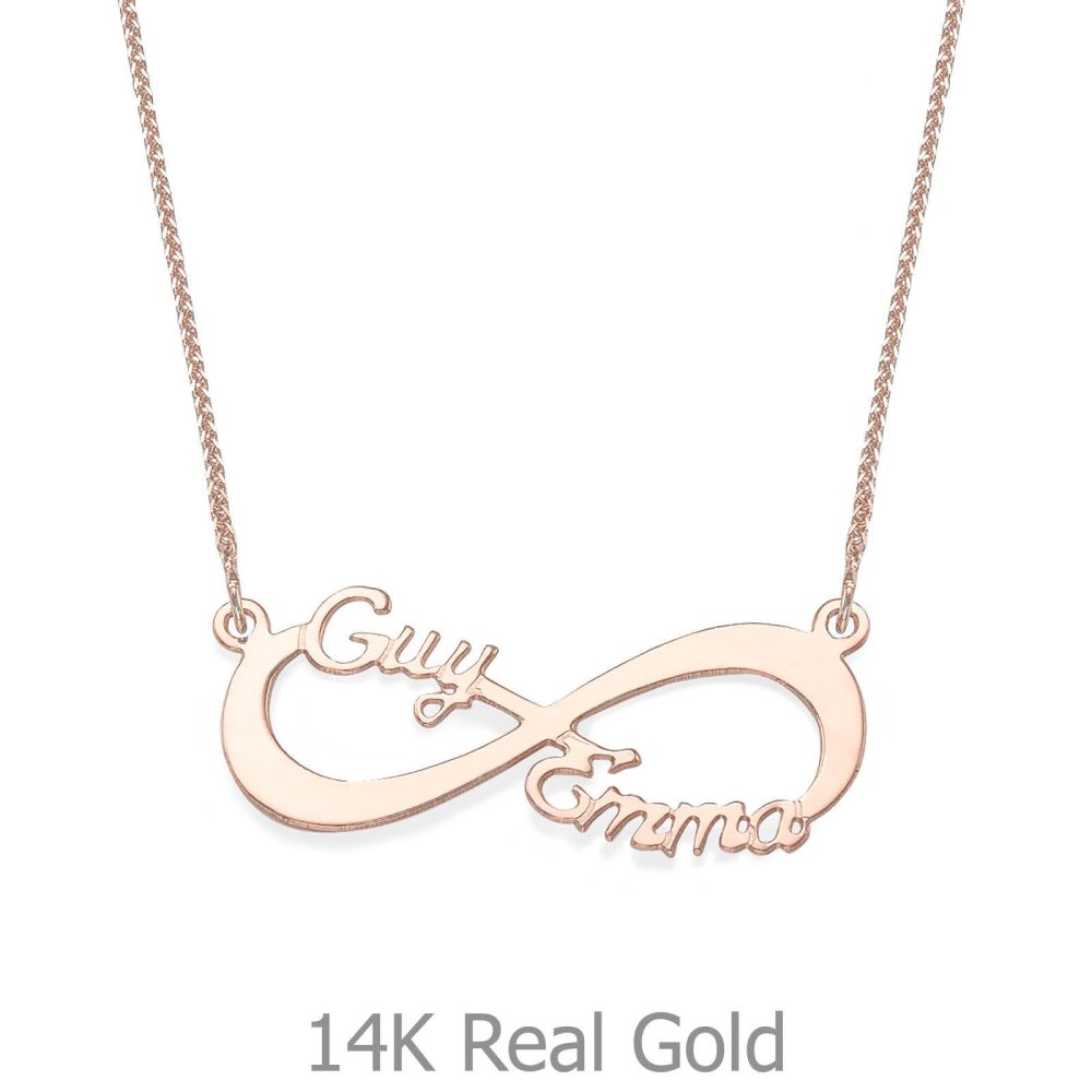 Personalized Necklaces | 14K Rose Gold MOM Necklace - Infinity Love Necklace