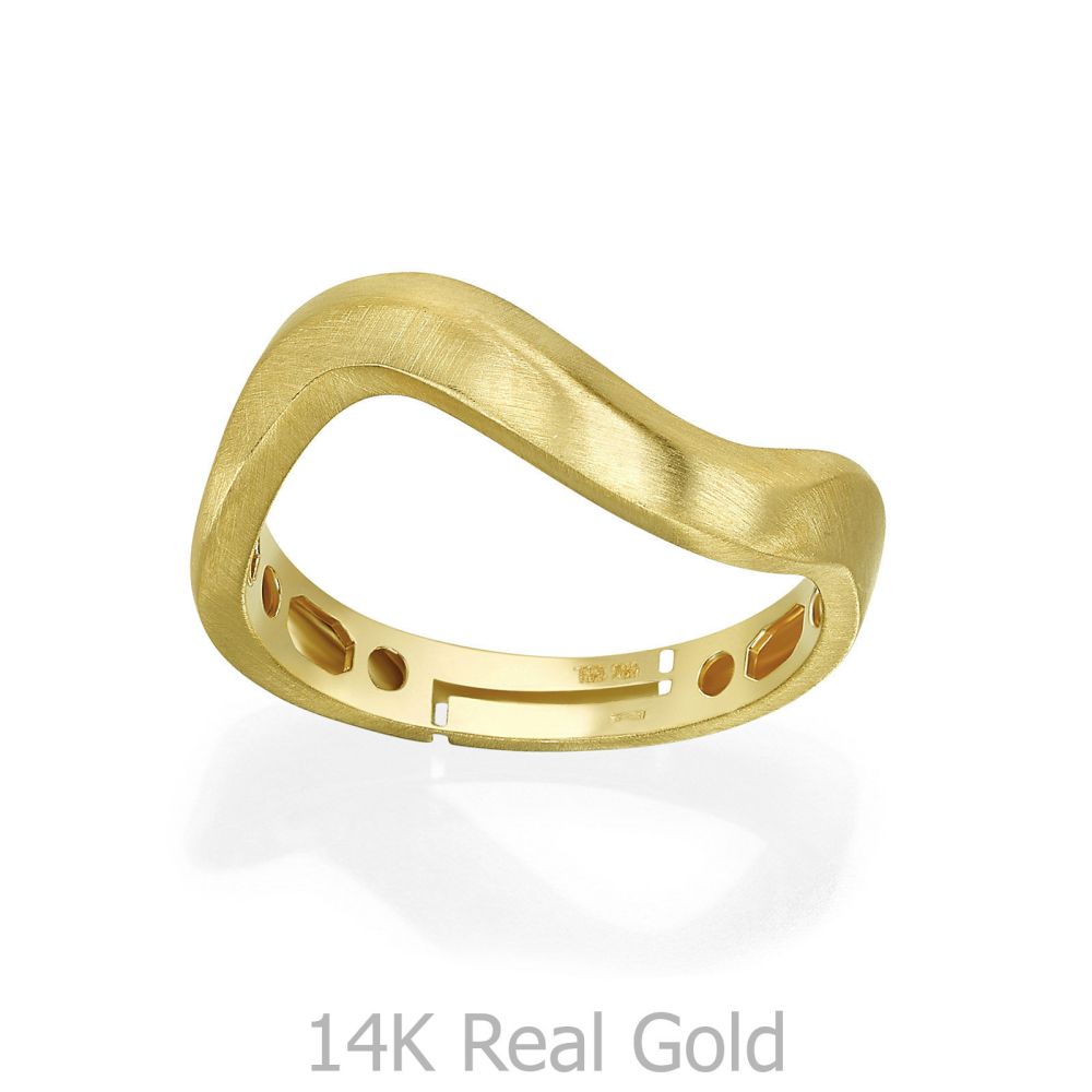 Women’s Gold Jewelry | 14K Yellow Gold Rings - Matte Wave
