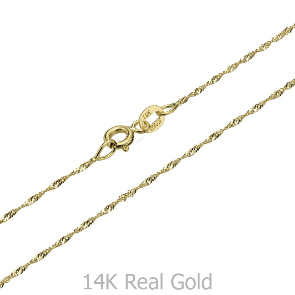Gold Chains | 14K Yellow Gold Singapore Chain Necklace 1.6mm Thick, 16.5