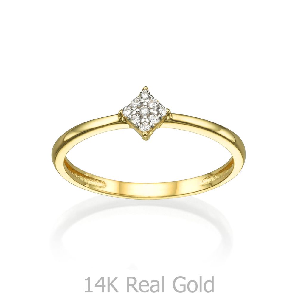 Women’s Gold Jewelry | Ring in 14K Yellow Gold - Shiny Rhombus