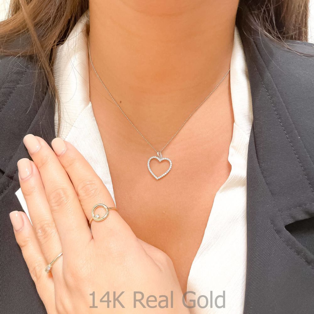 Women’s Gold Jewelry | 14k White gold women's pendant - Mystical Heart