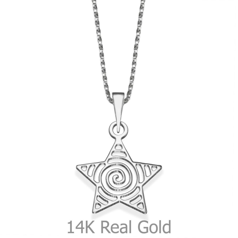 Girl's Jewelry | Pendant and Necklace in 14K White Gold - Shooting Star