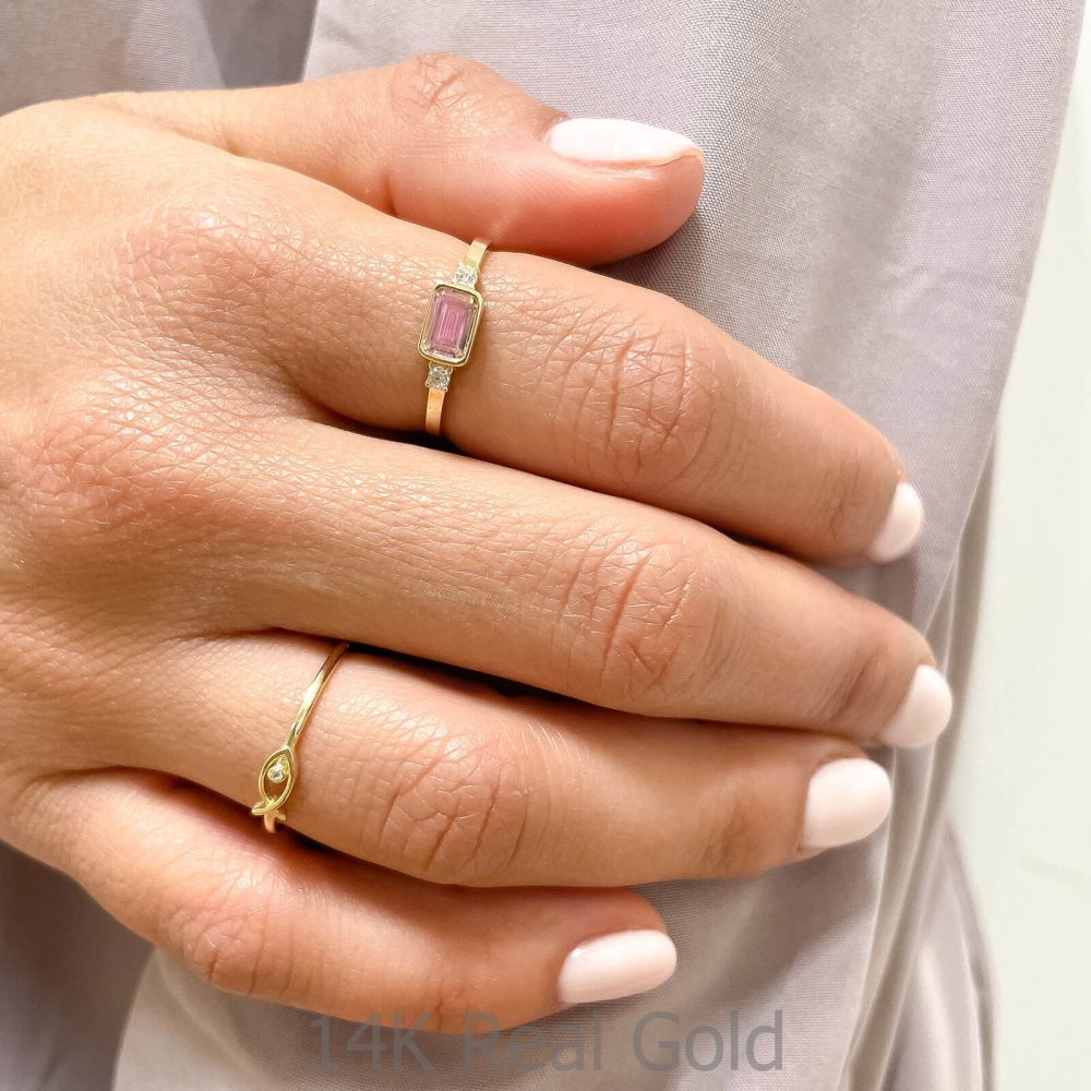 gold rings | 14K Yellow Gold Rings - Pink Annabel