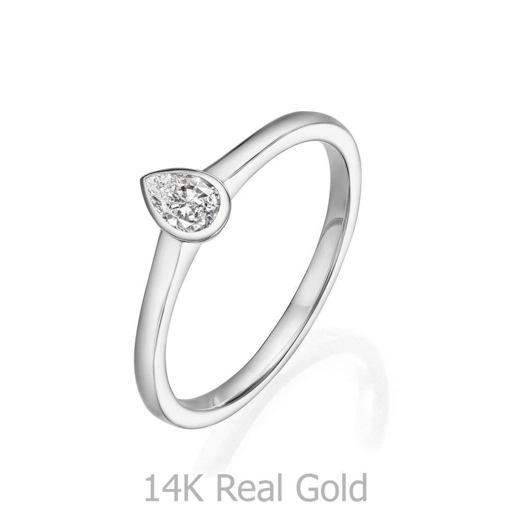Diamond Jewelry | 14K White Gold Diamond Ring - Drop
