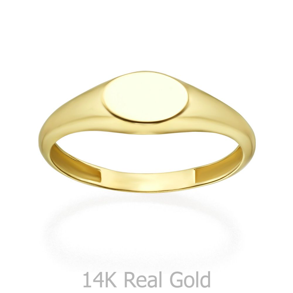 Women’s Gold Jewelry | 14K Yellow Gold Ring - Glossy Oval Seal