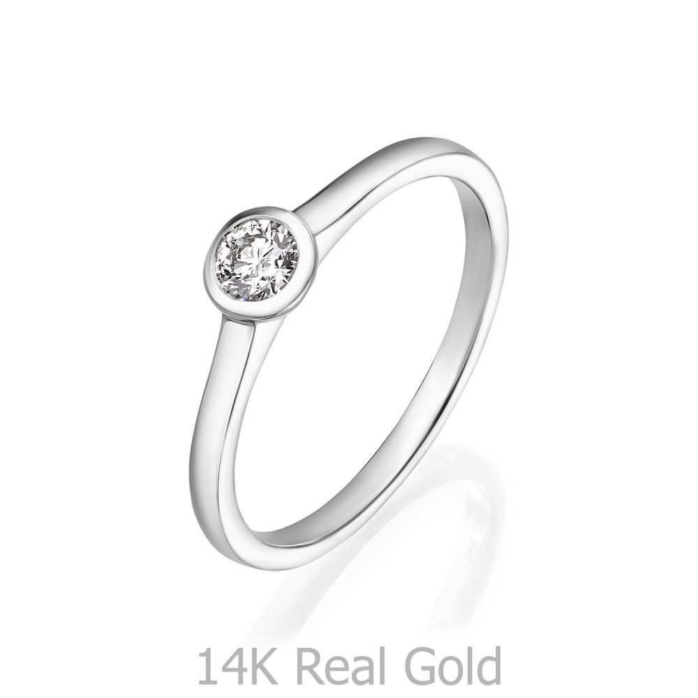 Diamond Jewelry | 14K White Gold Diamond Ring -Moon