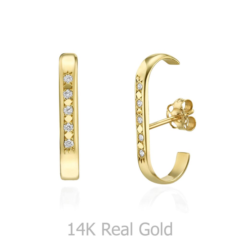 Diamond Jewelry | Diamond Cuff Earrings in 14K Yellow Gold - High-Five