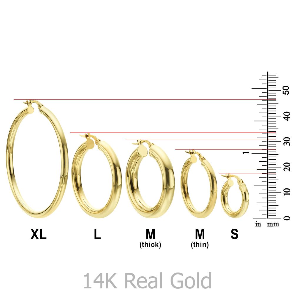 Women’s Gold Jewelry | 14K White Gold Women's Earrings - M (thin)
