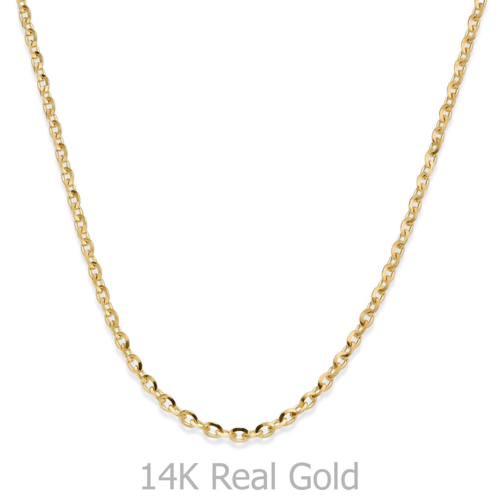 Gold Chains | 14K Yellow Gold Rollo Chain Necklace 1.6mm Thick, 16.5