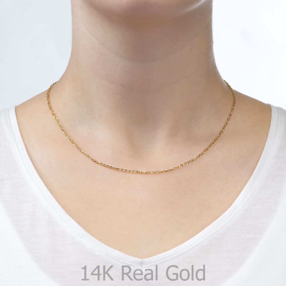 Gold Chains | 14K Yellow Gold Rollo Chain Necklace 1.6mm Thick, 16.5