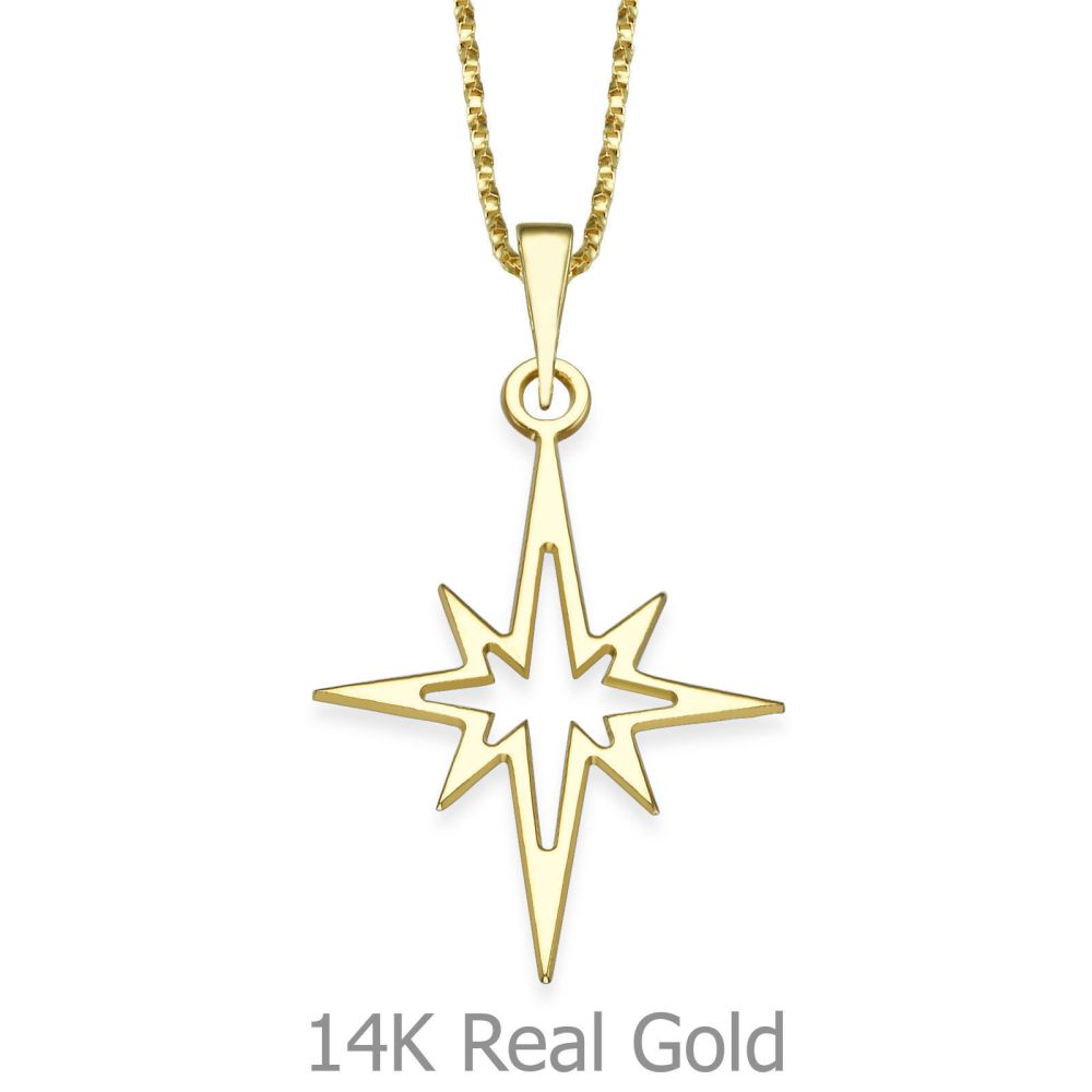Girl's Jewelry | Pendant and Necklace in 14K Yellow Gold - Golden Star